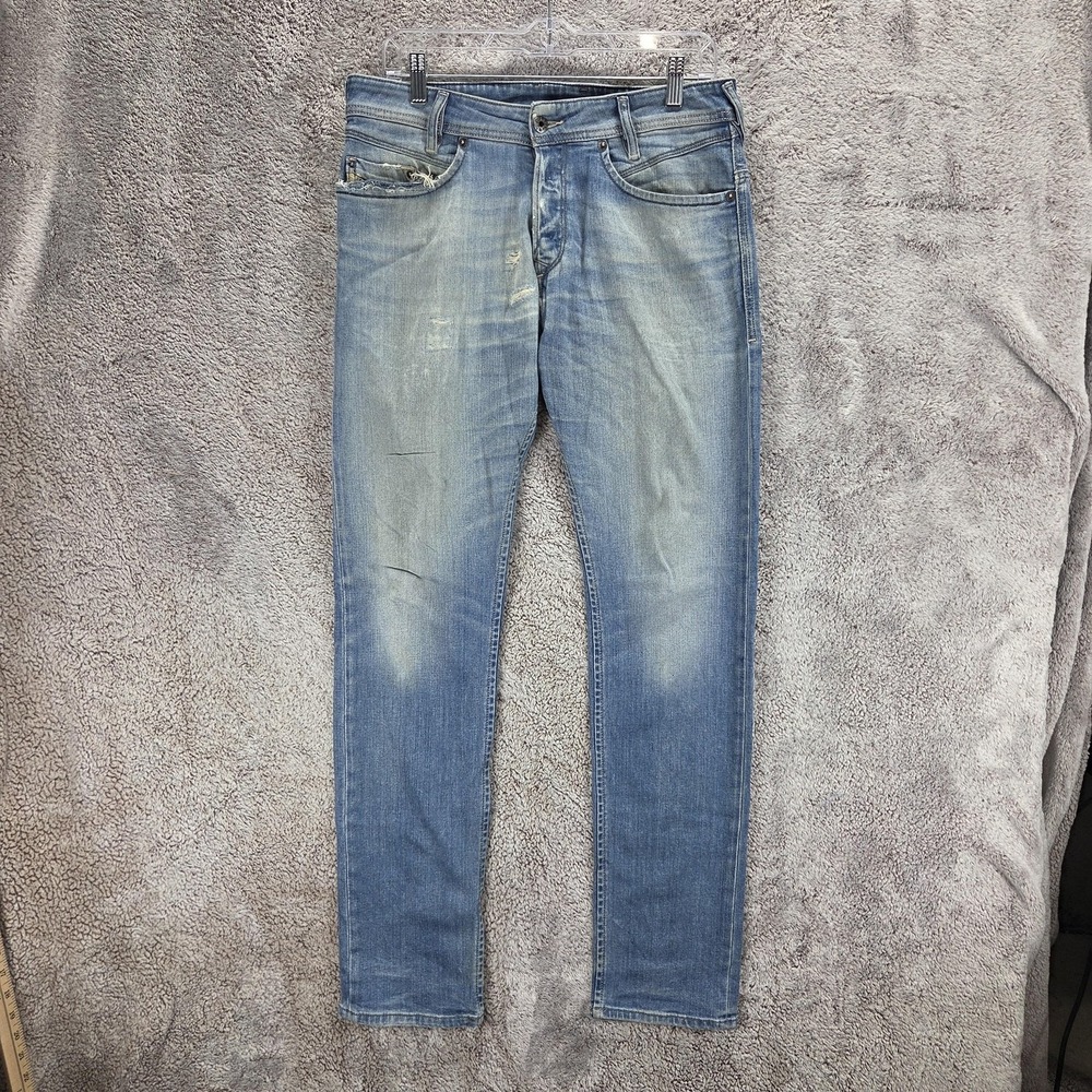 Diesel Jeans Mens 29x32 Blue Iakop Regular Slim Tapered Button Fly R2H48